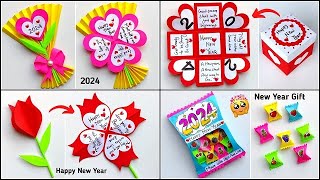 DIY Top 4 Happy New Year greeting cards 2024  Greeting card for new year  New year gift ideas [upl. by Mcclure808]