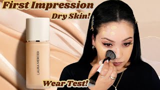 LAURA MERCIER REAL FLAWLESS WEIGHTLESS PERFECTING FOUNDATION  FIRST IMPRESSION  WEAR TEST DRY SKIN [upl. by Daisy]