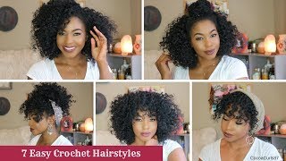 7 Easy Crochet Hairstyles  Freetress Ringlet Wand Curl  CocoaCurls87 [upl. by Suoivatra]