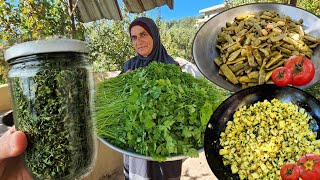 حفظ الكزبرة الخضراء بدون فريزر لسنوات🔥طبخ أقدم وأهم وأطيب لوبياء قصاص في لبنان🔥🇱🇧 [upl. by Yssirc]