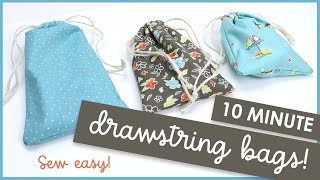 🛍️ How to Sew a Cute and Simple Drawstring Bag from Fabric Scraps [upl. by Aninahs]