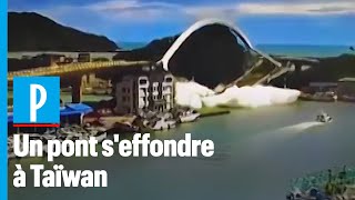 Un pont de 140 mètres seffondre à Taïwan [upl. by Rosalinde]