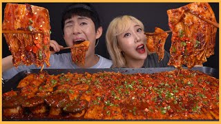 SUB ASMR MUKBANG🔥 핵맵 역대급소리 드디어 개매운 팽이버섯먹방🔥 불닭소스에 청양고추까지 SPICY ENOKI MUSHROOMS MUKBANG [upl. by Eerrahs724]