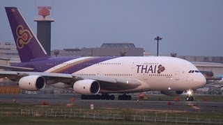 Thai Airways Airbus A380 HSTUA Landing and Takeoff  Narita Airport  NRTRJAA [upl. by Jareb965]