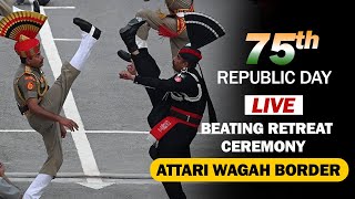 LIVE Beating Retreat Ceremony At Attari Wagah Border Ahead Of Republic Day [upl. by Karlen]