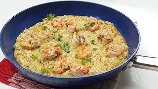 how to make perfect creamy Parmesan shrimp risotto with safran [upl. by Ruder987]