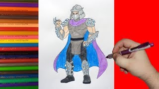 How to draw Shredder ninja turtles Как нарисовать Шредера [upl. by Annaed689]