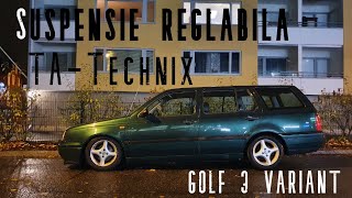 Montare suspensie reglabila TA Technix pe VW Golf 3 break variant [upl. by Airdnaz]