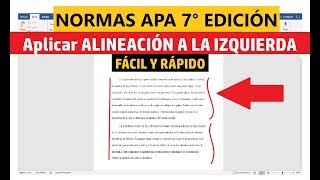 Cómo aplicar ALINEACIÓN A LA IZQUIERDA FÁCILMENTE en WORD según NORMAS APA SÉPTIMA EDICIÓN 7ma [upl. by Edlyn]