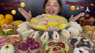 HAPPY DIWALI 2024 🎉🎊 MALAI SANDWICHES MALAI RASGULLA KALA JAMUN RAJBHOG KAJU SWEETS  MUKBANG [upl. by Ajnin]