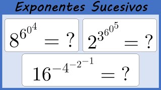 EXPONENTES SUCESIVOS  3 EJERCICIOS RESUELTOS  EXPONENTES Y RADICALES 4 [upl. by Catlaina]