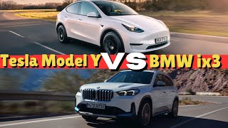 2024 BMW iX3 MSport VS Tesla Model Y Long Range AWD [upl. by Miksen]