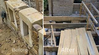 Stone House Renovation  Part 7 New wooden beams for the first floor [upl. by Diandra448]