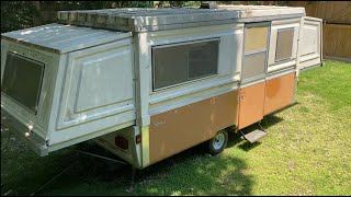 Video 2 The Clean up  1973 Apache Ramada Camper RESCUE  Hard Side Popup Camper [upl. by Jackqueline640]