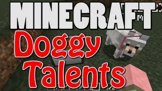 Minecraft Doggy Talents Mod PET WOLF TRAINING SKILLS COMMANDS [upl. by Nylannej]