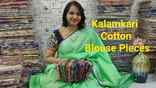 wholesale Kalamkari cotton blouse pieces [upl. by Aerdua]