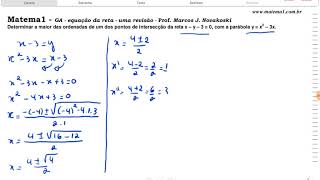 GA  Interseção entre reta e parábola [upl. by Fidellia]