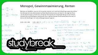 Monopol Gewinnmaximierung Renten  Volkswirtschaftslehre [upl. by Rednaskela]