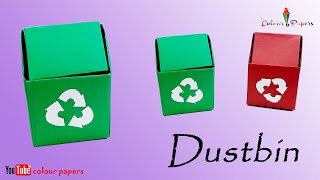 How To Make Cute Trash bin FROM PAPER 🚮  Dust Bin paper Craft Idea  TRASH DESK ColourPaperCrafts [upl. by Gerri]