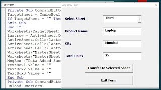 Add Data to Specific Sheet from User Form  Advanced Excel VBA Userform [upl. by Notsahc]