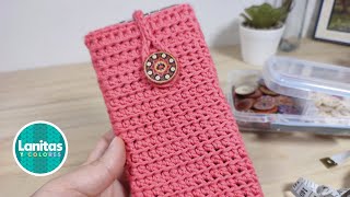 FUNDA para Celular TEJIDA a crochet Paso a paso  Lanitas y Colores [upl. by Eniortna]