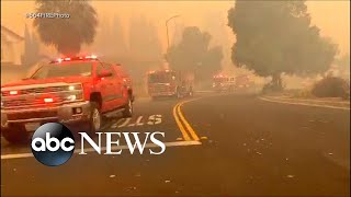 Fire crews battle raging infernos in California  ABC News [upl. by Selway]