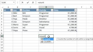 Excel trik 2 Funkcija Countif  brojanje samo određenih stavki u tabeli [upl. by Aneed281]