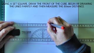 Oblique Projection  Lesson 1  Drawing a Cube [upl. by Hsaka]