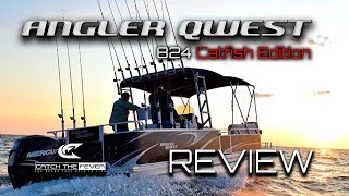 Angler Qwest 824 Catfish Edition Pontoon Boat Review  Catch the Fever [upl. by Erminna]