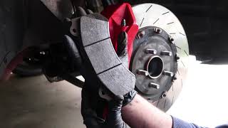 HOW TO REPLACE FRONT BRAKE PADS ON 2019 CHALLENGERCHARGER HELLCATSRTSCATPACK Step by step [upl. by Lonier276]