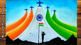 how to draw Republic day drawing easyindependence day painting [upl. by Oswald18]