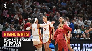 Womens Basketball  USC 74 Baylor 70 Highlights 33024 [upl. by Ylecic912]