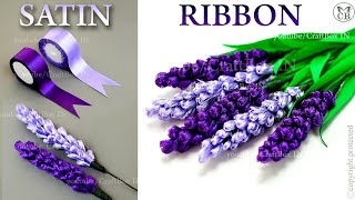 DIY Satin Ribbon reeds flowers  How to make ribbon crafts  SATIN LAVENDER FLOWER [upl. by Ynafit]