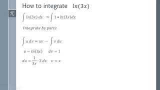 How to integrate ln3x [upl. by Kila]