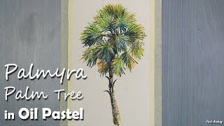 How to Paint Palmyra Palm or Borassus flabellifer or Tal Tree in Oil Pastel [upl. by Asilec]