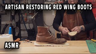 Resoling Red Wing Boots with Vibram Soles   Boots Cleaning Guide [upl. by Ellenej]