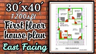 30x40 1200sqft  East facing First floor 2 BHK house plan with balcony [upl. by Onaicilef]