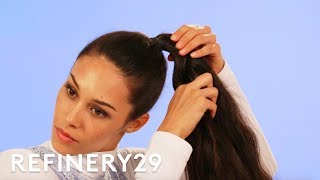 Simple Braided Top Knot Tutorial  Beauty Prep School  Refinery29 [upl. by Silyhp]