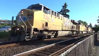 Northbound UP Intermodal Train BLAST THROUGH the Steilacoom Ferry Terminal Railroad Crossing [upl. by Elletnahs]