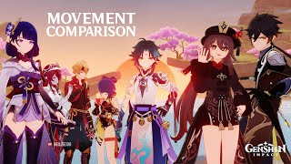 UPDATED Polearm Movement Comparison ALL CHARACTERS as of Genshin Impact 22 [upl. by Eimmaj]