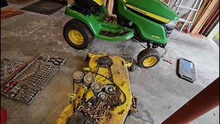 How to remove mower deck on a John Deere S240 [upl. by Kevon]