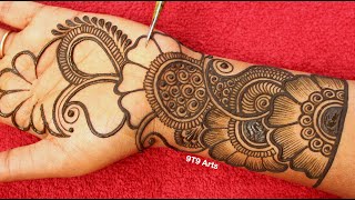 Very beautiful stylish front hand mehandi ka design  easy mehendi design  Simple wedding mehndi [upl. by Einre686]