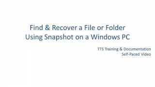 Snapshot on a Windows PC Find and Recover a File or Folder [upl. by Laurette]