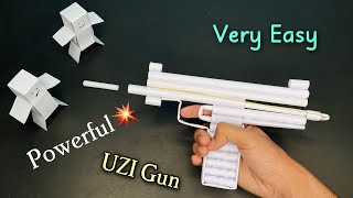 Making A Powerful PAPER GUN UZI that shoots paper bullets How to make a Paper Gun Ashraful Crafts [upl. by Nigam]