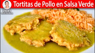 TORTITAS DE POLLO EN SALSA VERDE  Vicky Receta Facil [upl. by Lammaj]