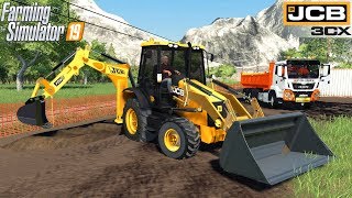 Farming Simulator 19  JCB 3CX ECO Backhoe loader Digging A Ditch [upl. by Aleek]