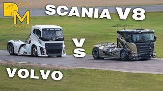 SCANIA CHIMERA 2000 HP DUELL VS VOLVO IRON KNIGHT TRUCK RACING GIANTS HEAD TO HEAD  DREAM MACHINES [upl. by Ezirtaeb613]