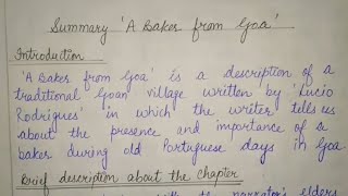 Summary A Baker from Goa in Hindi of class 10 Glimpses of India First Flight Book NCERT [upl. by Lynad]