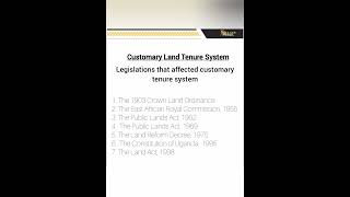 Land Tenure Systems in Uganda  Customary Tenure system [upl. by Katerina271]