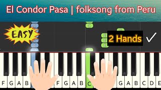 El Condor Pasa  folksong from Peru  piano tutorial easy [upl. by Arayc755]